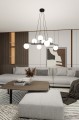 Lampa wisząca ESSA 8 BLACK/OPAL