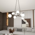 Lampa wisząca ESSA 8 BLACK/OPAL