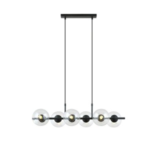 Lampa wisząca RORY 6 BLACK/TRANSPARENT