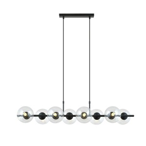 Lampa wisząca RORY 8 BLACK/TRANSPARENT