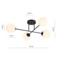 Lampa sufitowa ROMA 4 BLACK/OPAL