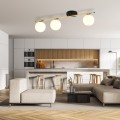 Lampa sufitowa MONZA 3 BLACK/OPAL