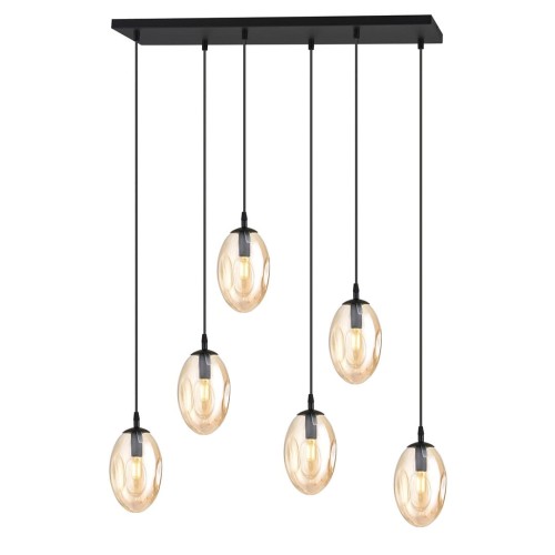 Lampa wisząca ASTRAL 6 BLACK/MIODOWY