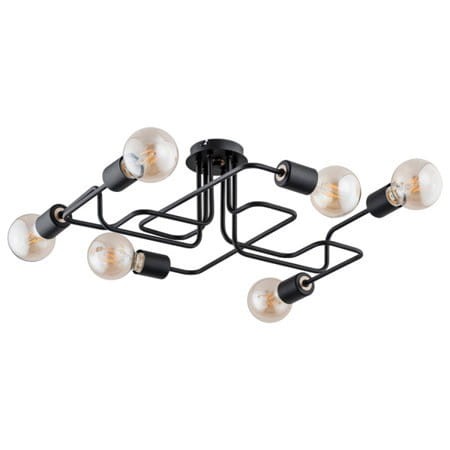Lampa sufitowa 6-punktowa loftowa HOOK BLACK