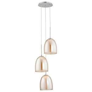 Lampa wisząca 3-punktowa RONDA bursztynowy/chrom