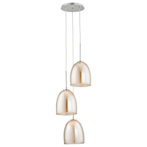 Lampa wisząca 3-punktowa RONDA bursztynowy/chrom