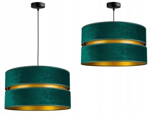 Lampa wisząca z abażurem welurowym ABAŻUR GREEN zielony/złoty #848