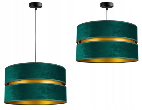 Lampa wisząca z abażurem welurowym ABAŻUR GREEN zielony/złoty #848