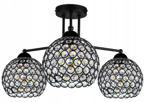 Lampa sufitowa 3-punktowa CRYSTAL BALL czarny/kryształki #634 