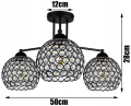 Lampa sufitowa 3-punktowa CRYSTAL BALL czarny/kryształki #634 