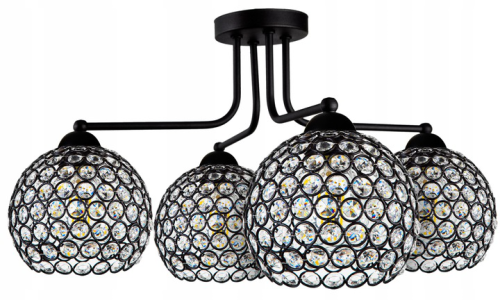 Lampa sufitowa 4-punktowa CRYSTAL BALL czarny/kryształki #635 
