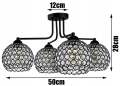 Lampa sufitowa 4-punktowa CRYSTAL BALL czarny/kryształki #635 