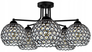 Lampa sufitowa 5-punktowa CRYSTAL BALL czarny/kryształki #636 