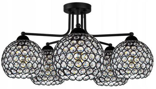 Lampa sufitowa 5-punktowa CRYSTAL BALL czarny/kryształki #636 