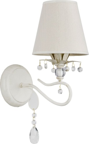 Kinkiet 1-punktowy styl angielski LUKRECJA kremowy/biały