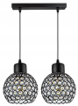 Lampa wisząca 2-punktowa listwa CRYSTAL BALL czarny/kryształki #594 