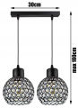Lampa wisząca 2-punktowa listwa CRYSTAL BALL czarny/kryształki #594 