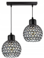 Lampa wisząca 2-punktowa listwa CRYSTAL BALL czarny/kryształki #594 