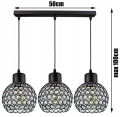 Lampa wisząca 3-punktowa listwa CRYSTAL BALL czarny/kryształki #595 