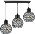 Lampa wisząca 3-punktowa listwa CRYSTAL BALL czarny/kryształki #595 