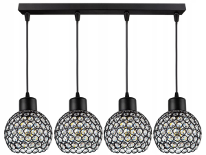 Lampa wisząca 4-punktowa listwa CRYSTAL BALL czarny/kryształki #596 