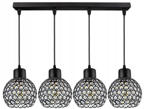 Lampa wisząca 4-punktowa listwa CRYSTAL BALL czarny/kryształki #596 