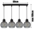 Lampa wisząca 4-punktowa listwa CRYSTAL BALL czarny/kryształki #596 