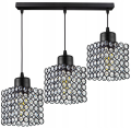 Lampa wisząca 3-punktowa listwa CRYSTAL CUBE czarny/kryształki  #607 