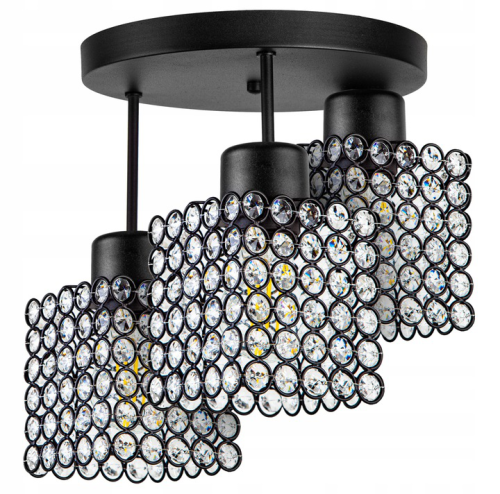 Lampa sufitowa 3-punktowa CRYSTAL CUBE czarny/kryształki #612 