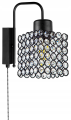 Kinkiet ścienny 1-punktowy z wyłącznikiem CRYSTAL CUBE czarny/kryształki #614 