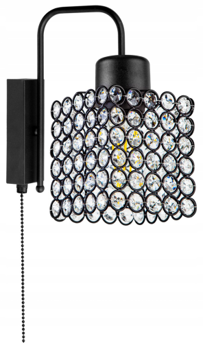 Kinkiet ścienny 1-punktowy z wyłącznikiem CRYSTAL CUBE czarny/kryształki #614 