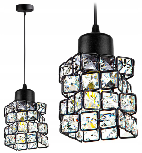 Lampa wisząca 1-punktowa CRYSTAL czarny/kryształki #615 