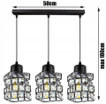 Lampa wisząca 3-punktowa listwa CRYSTAL czarny/kryształki #617 