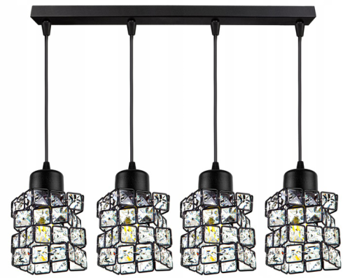 Lampa wisząca 4-punktowa listwa CRYSTAL czarny/kryształki #618 