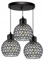 Lampa sufitowa wisząca 3-punktowa CRYSTAL BALL czarny/kryształki #599 