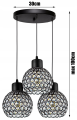 Lampa sufitowa wisząca 3-punktowa CRYSTAL BALL czarny/kryształki #599 