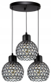 Lampa sufitowa wisząca 3-punktowa CRYSTAL BALL czarny/kryształki #599 