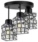 Lampa sufitowa 3-punktowa CRYSTAL czarny/kryształki #619