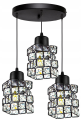 Lampa sufitowa wisząca 3-punktowa CRYSTAL czarny/kryształki #620 