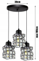 Lampa sufitowa wisząca 3-punktowa CRYSTAL czarny/kryształki #620 