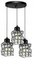 Lampa sufitowa wisząca 3-punktowa CRYSTAL czarny/kryształki #620 