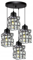 Lampa sufitowa wisząca 4-punktowa CRYSTAL czarny/kryształki #621