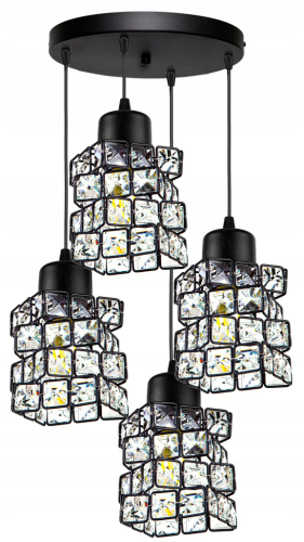 Lampa sufitowa wisząca 4-punktowa CRYSTAL czarny/kryształki #621