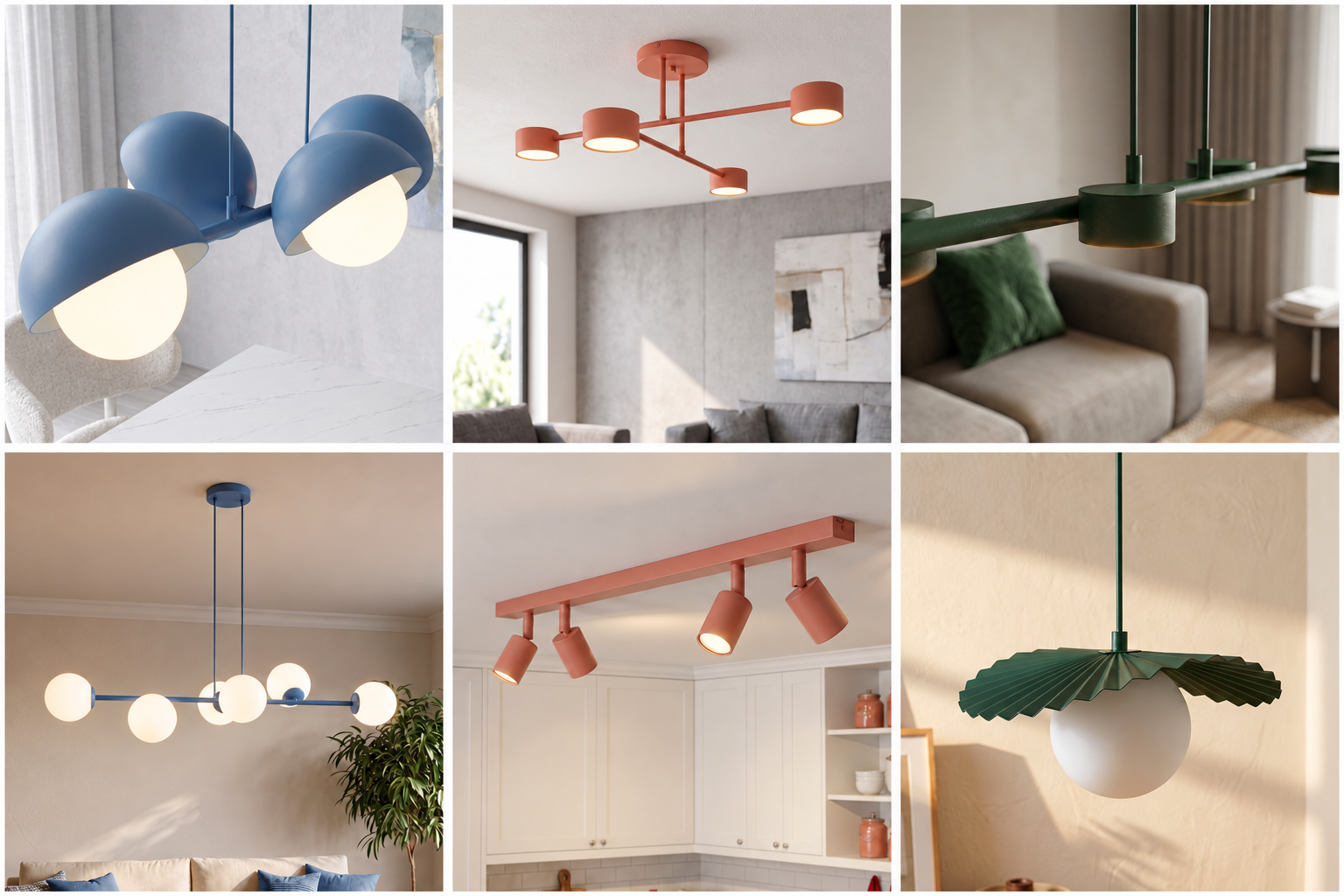Lampy w kolorach dusty blue, coral i olive — trzy odcienie, które odmienią Twoje wnętrze